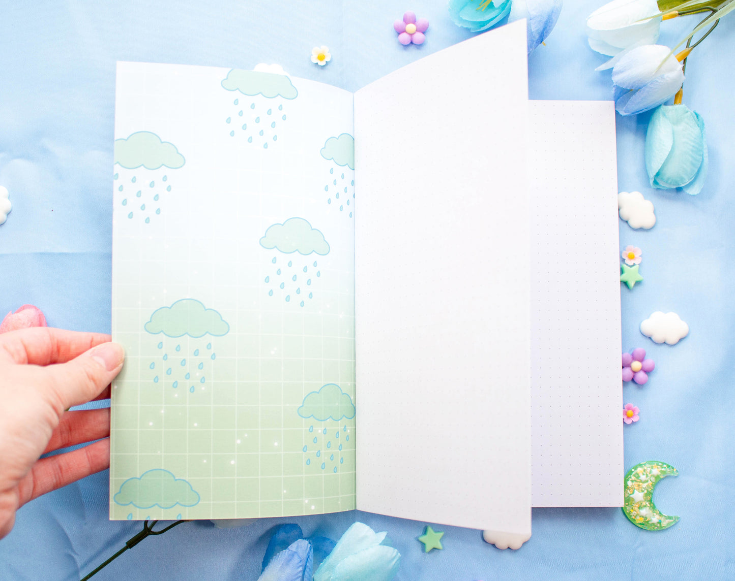Rainy Day Layflat Dotted Notebook