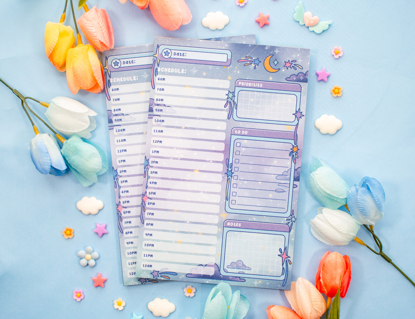 Celestial Galaxy Hourly Schedule Planner Pad