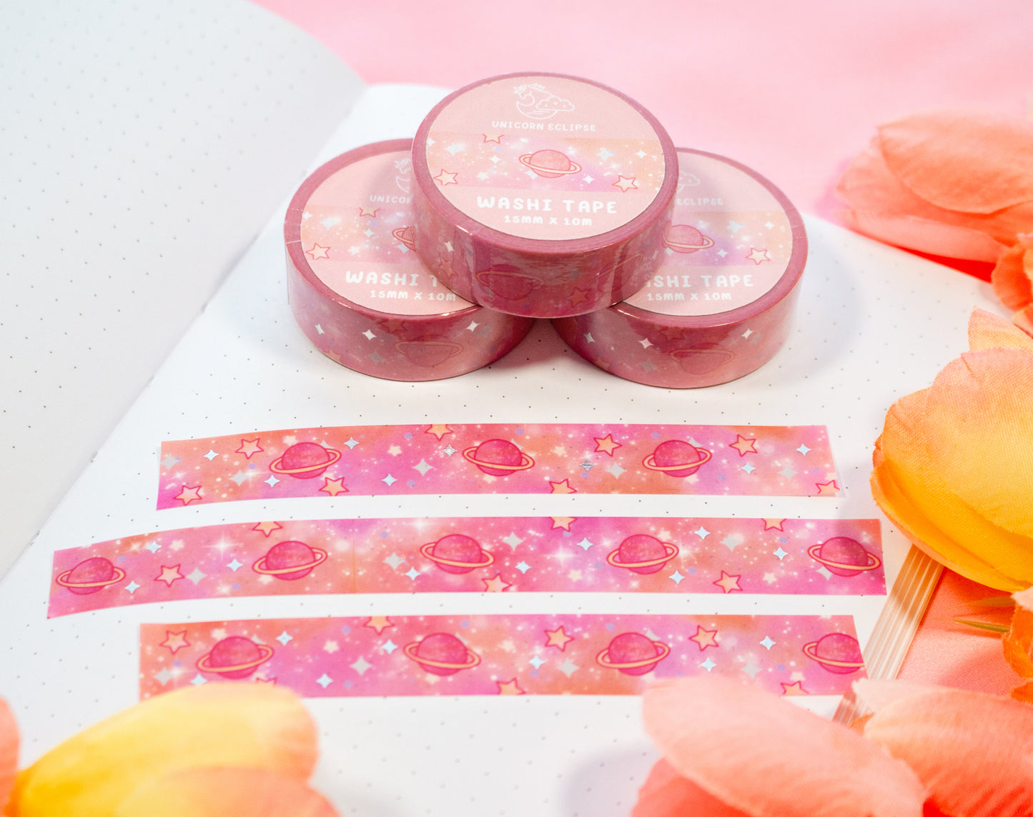 Pink Galaxy Silver Foil Washi Tape