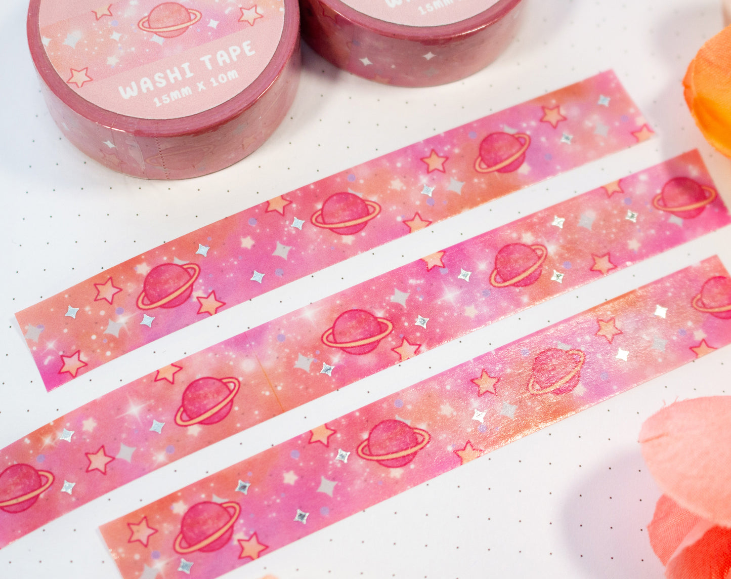 Pink Galaxy Silver Foil Washi Tape