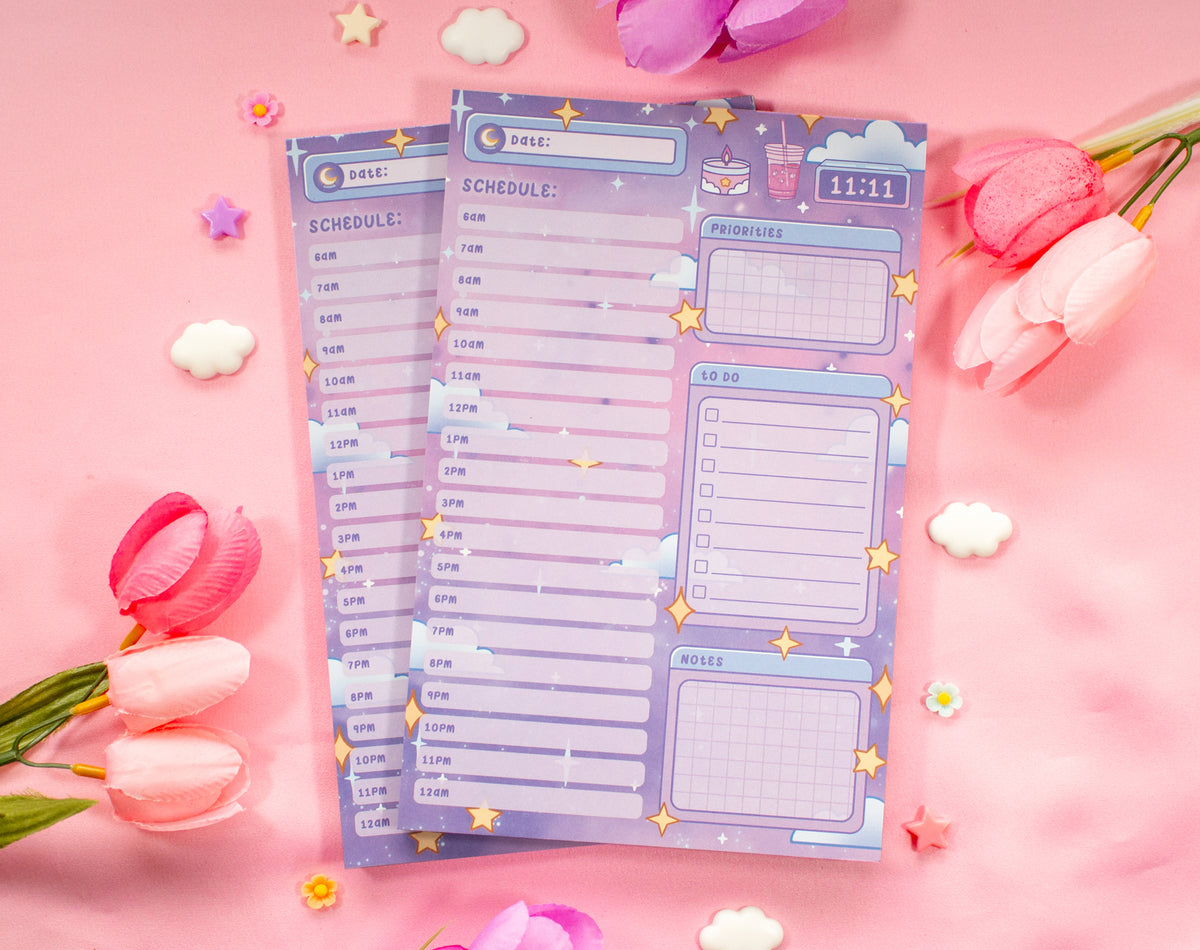 Study Night Hourly Planner Pad
