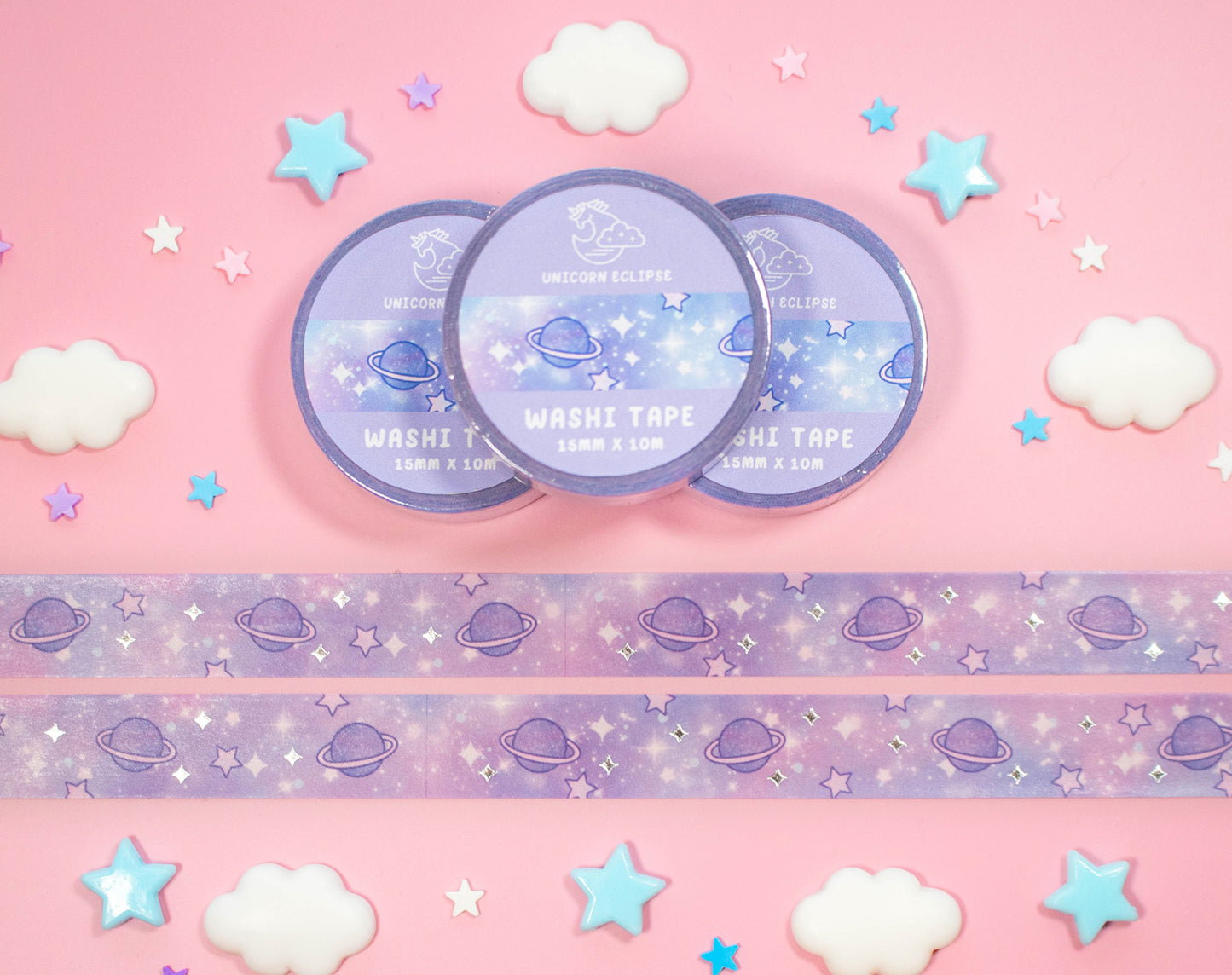 Blue Galaxy Silver Foil Washi Tape