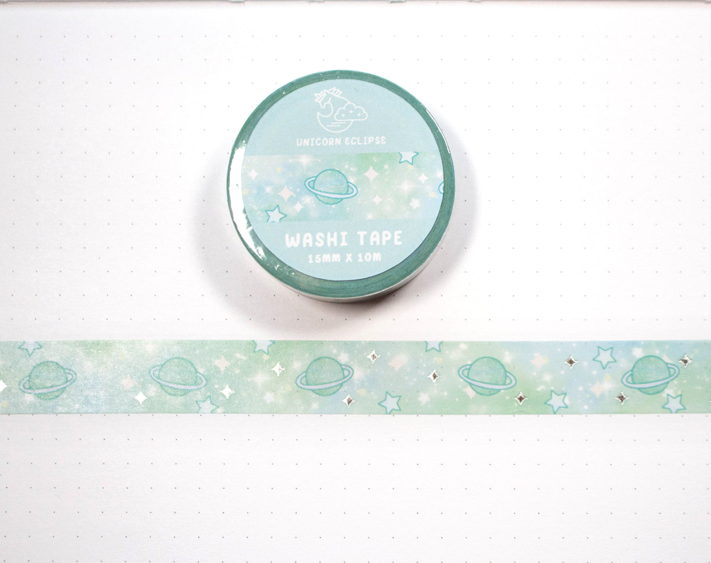 Green Galaxy Silver Foil Washi Tape