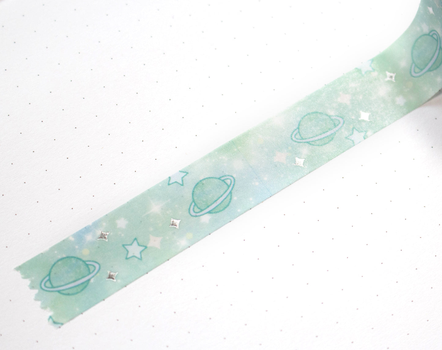 Green Galaxy Silver Foil Washi Tape
