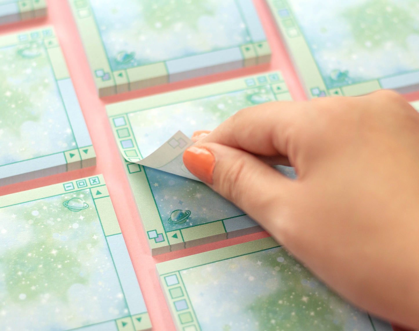 Green Galaxy Window Sticky Notes