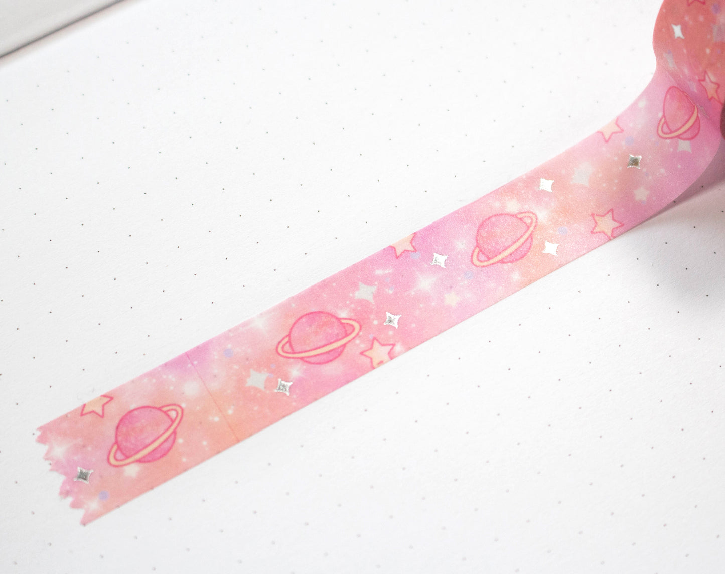 Pink Galaxy Silver Foil Washi Tape