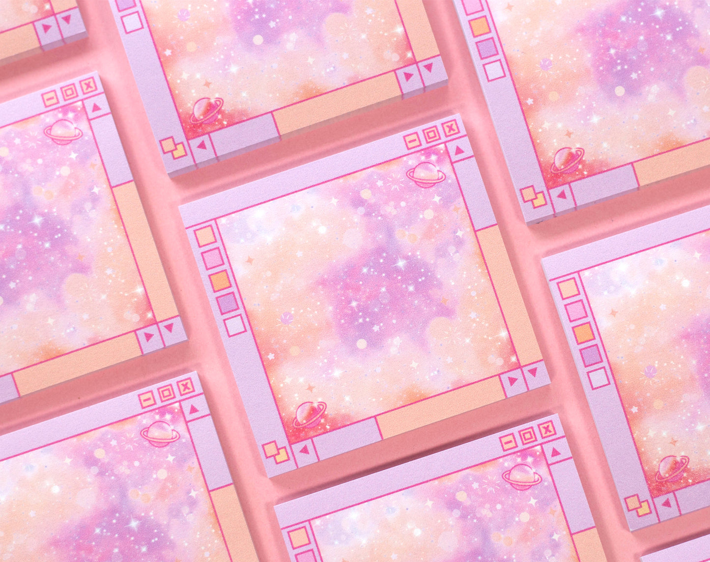 Pink Galaxy Window Sticky Notes