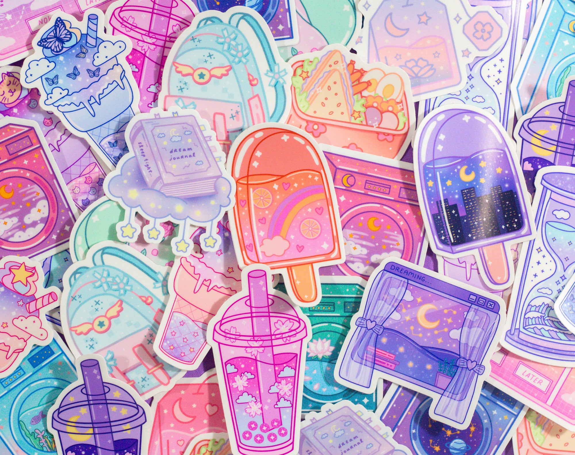 Pastel Goth Witch Pattern Die Cut Sticker