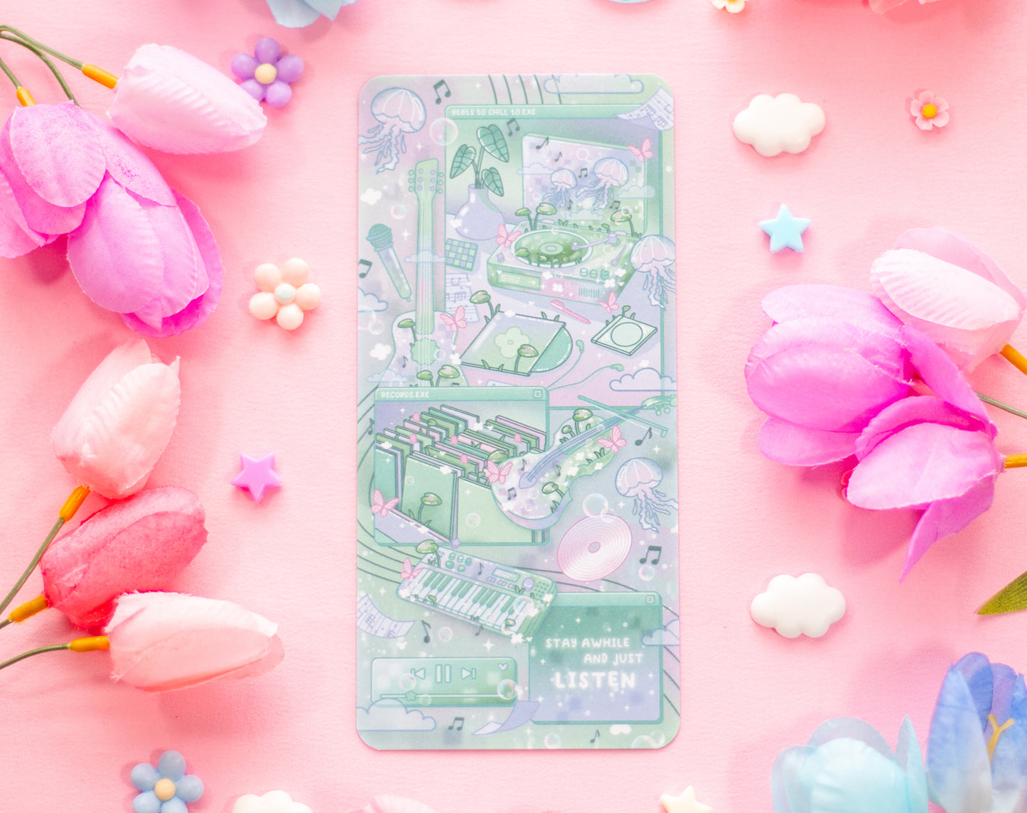 Blooming Records Reading Log Bookmark