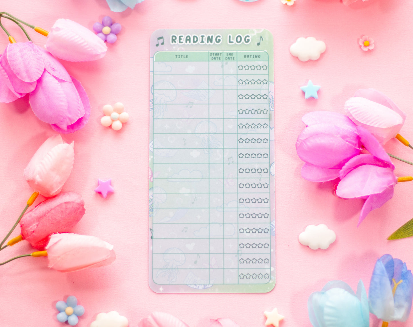 Blooming Records Reading Log Bookmark