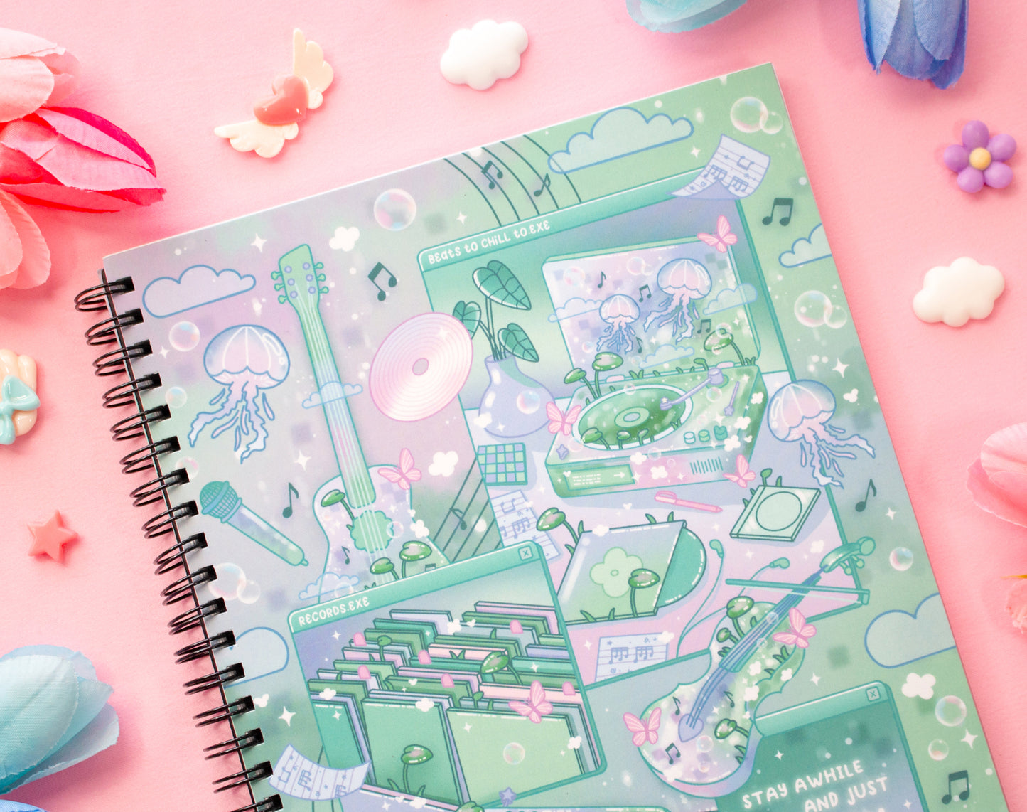 Blooming Records Spiral Lined Notebook (7x9")