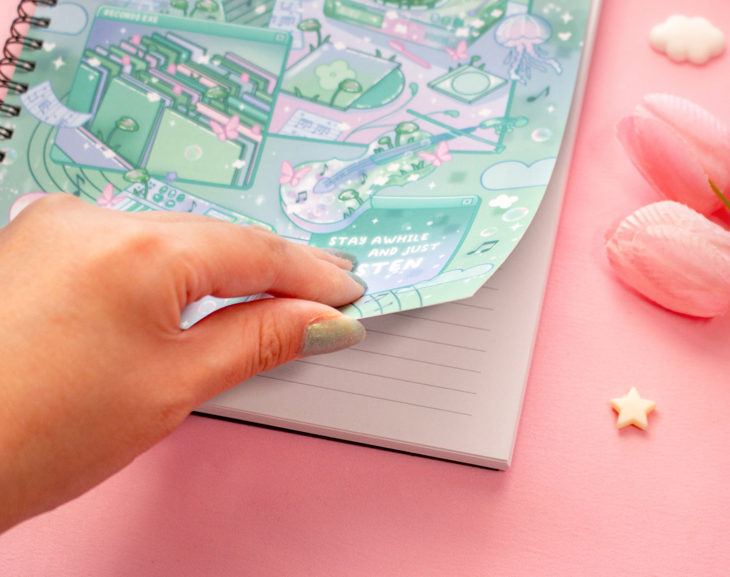 Blooming Records Spiral Lined Notebook (7x9")