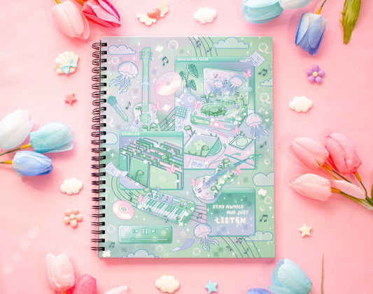 Blooming Records Spiral Lined Notebook (7x9")
