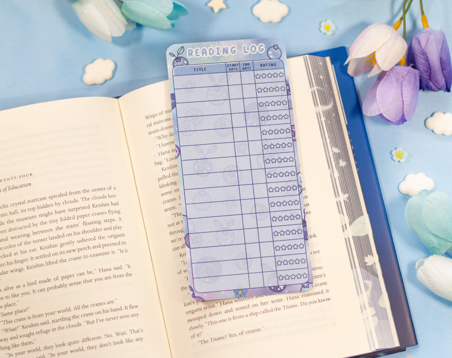 Blueberries Reading Log Bookmark