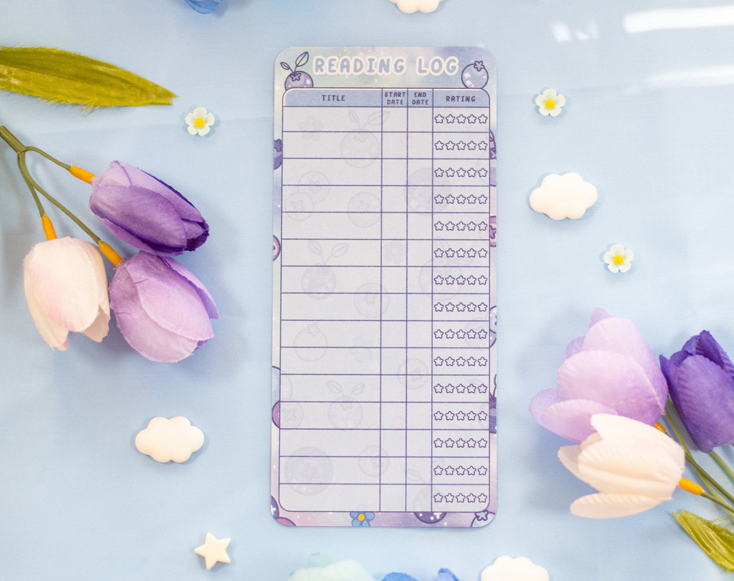 Blueberries Reading Log Bookmark