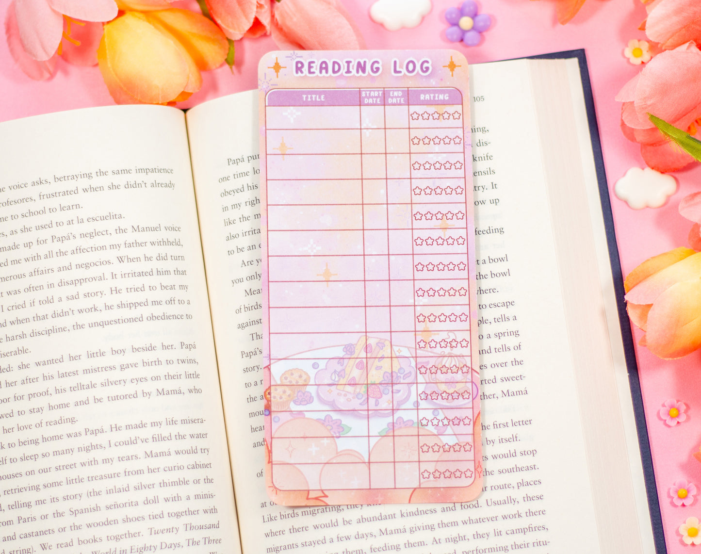 Cafe Quest Reading Log Bookmark