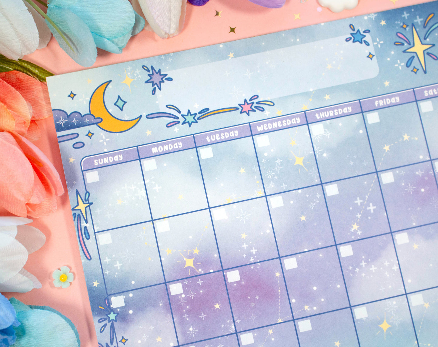Celestial Galaxy Monthly Planner Pad