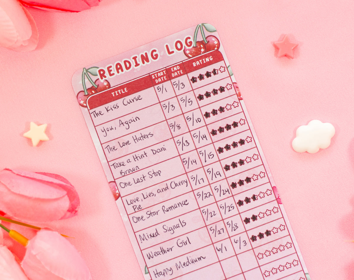 Cherries Reading Log Bookmark