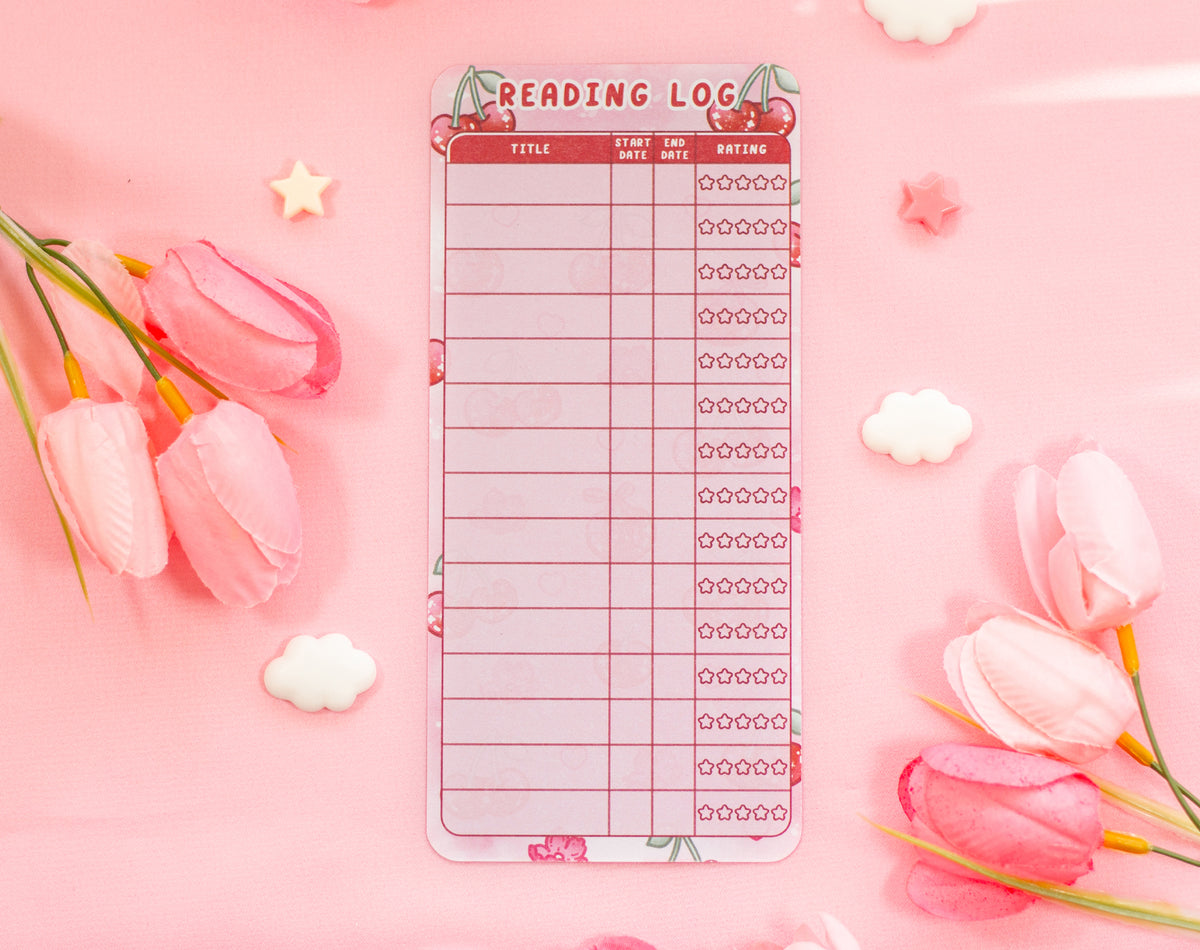 Cherries Reading Log Bookmark