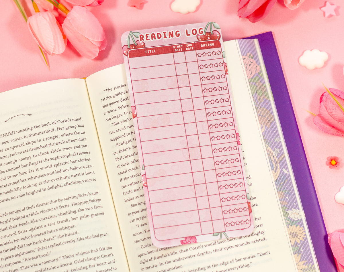 Cherries Reading Log Bookmark