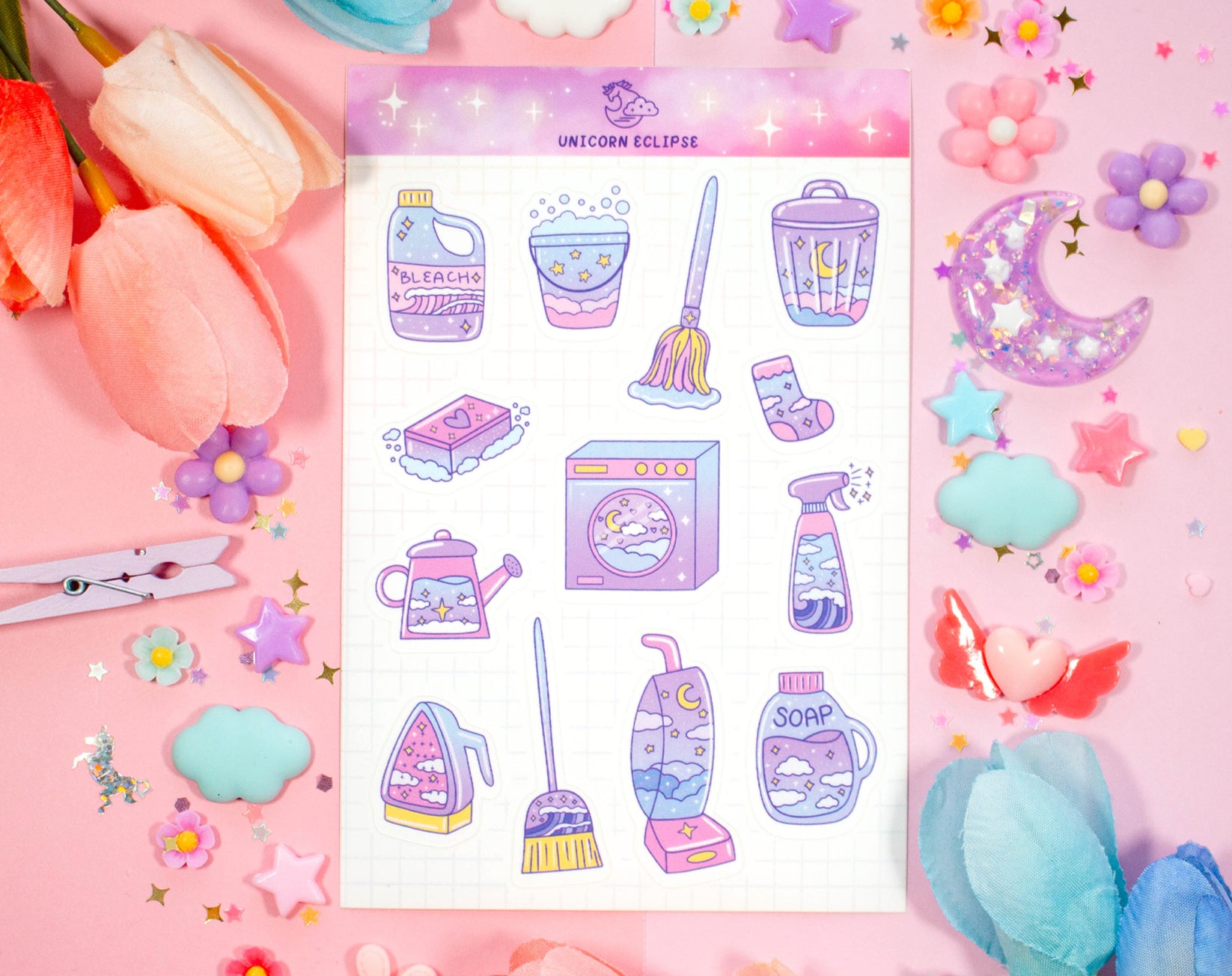 Cleaning Sticker Sheet – Unicorn Eclipse