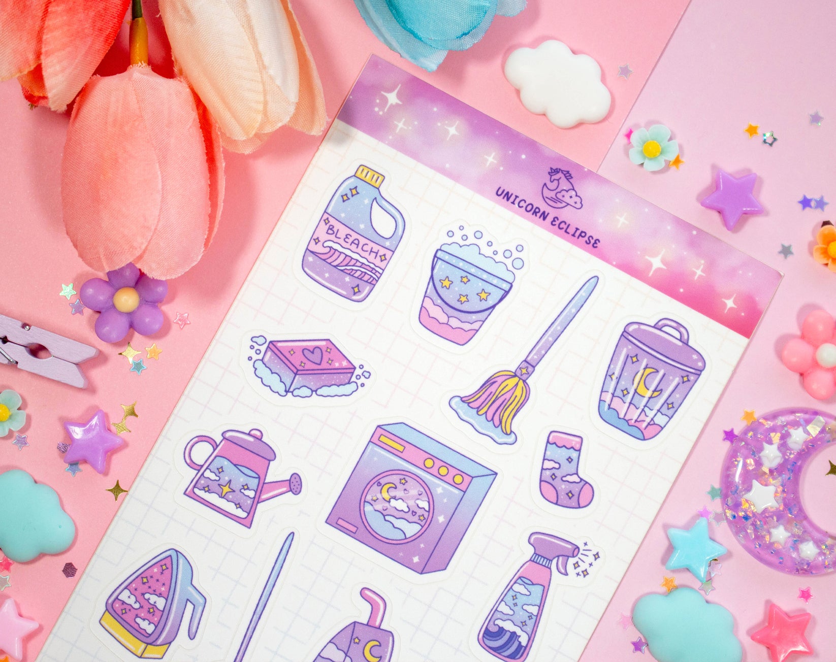 Cleaning Sticker Sheet – Unicorn Eclipse