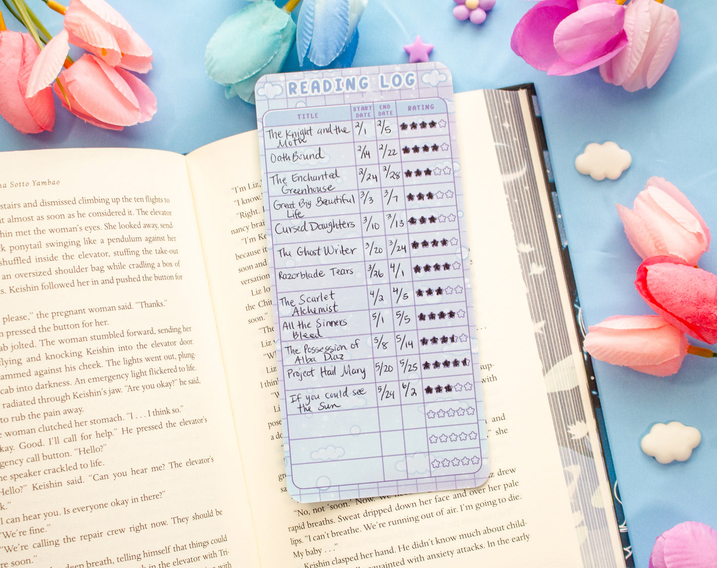 Laundromat Reading Log Bookmark