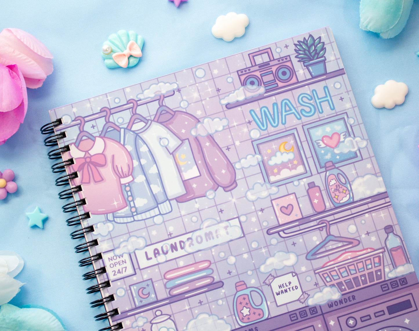 Laundromat Spiral Lined Notebook (7x9")