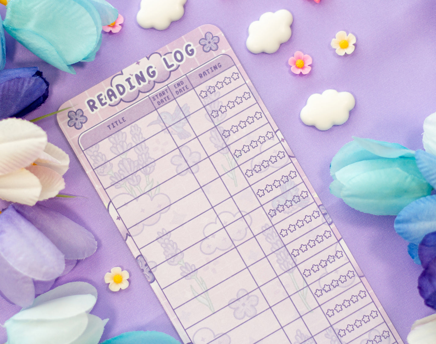 Lavender Dreams Reading Log Bookmark