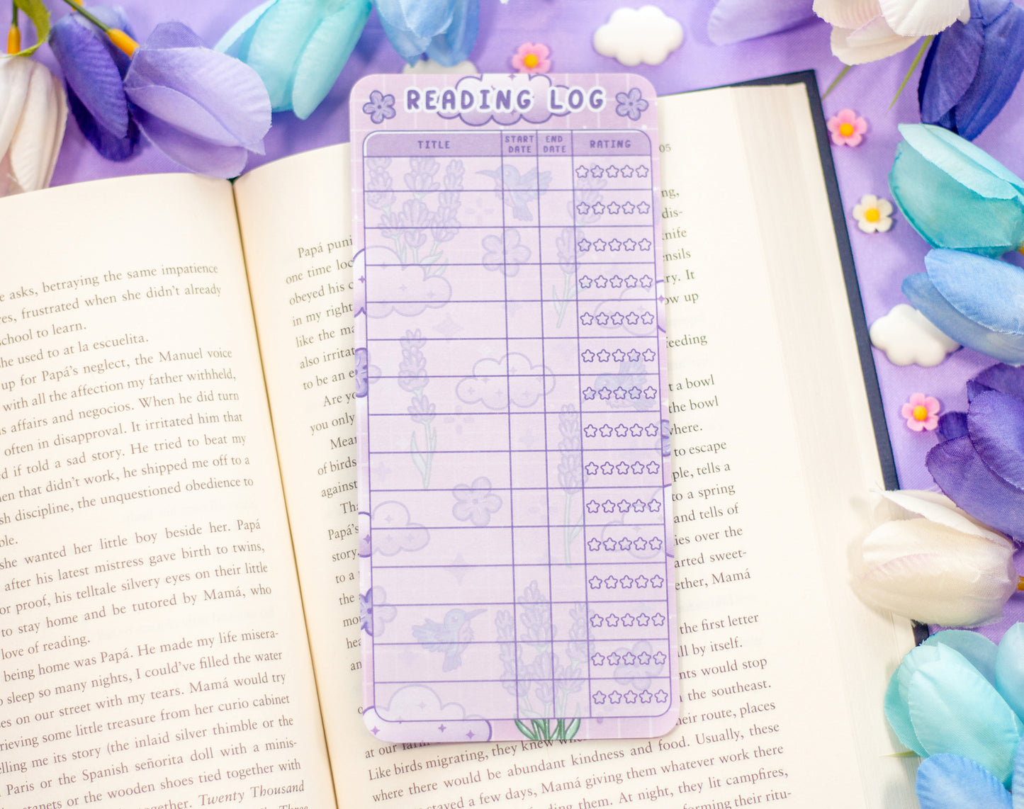 Lavender Dreams Reading Log Bookmark