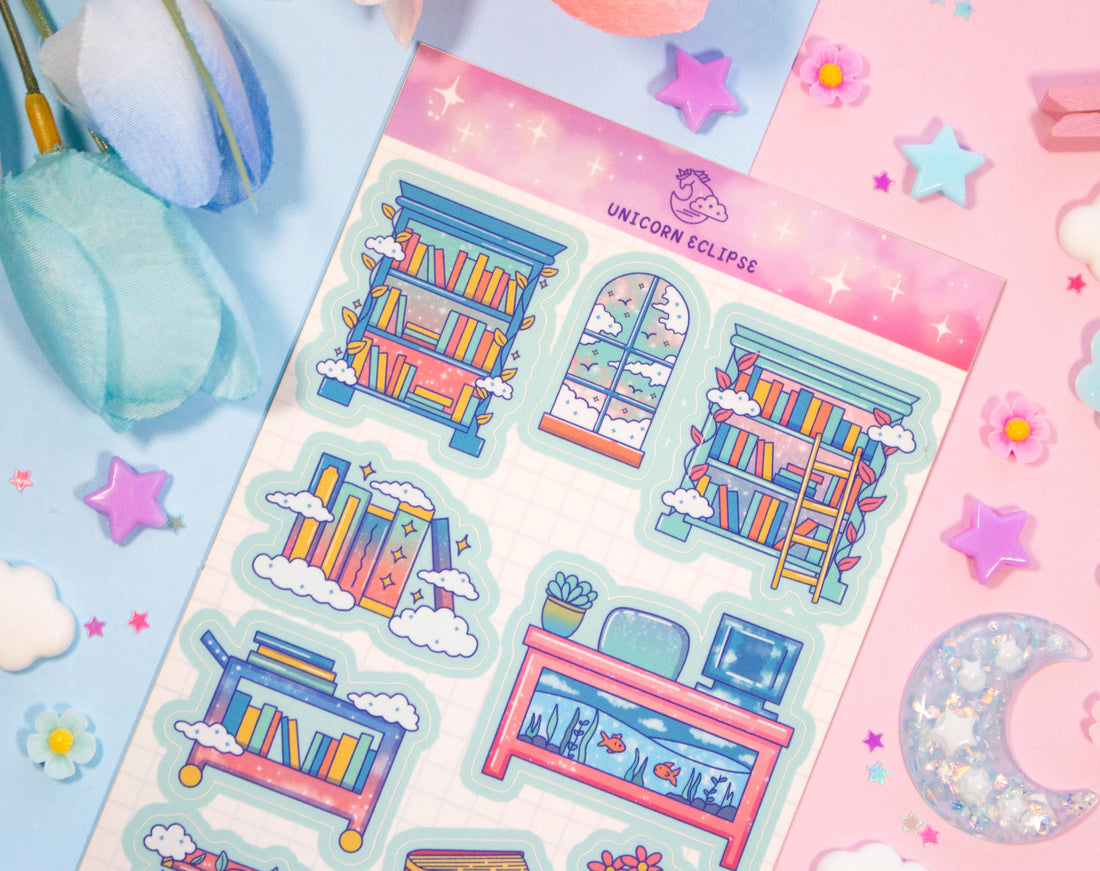 Library Sticker Sheet – Unicorn Eclipse