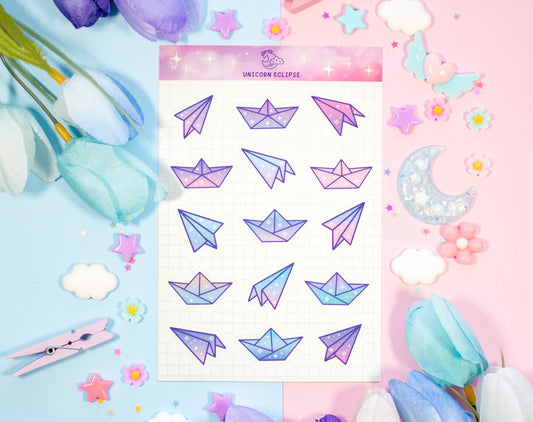 Paper Planes and Boats Stickers Sheet