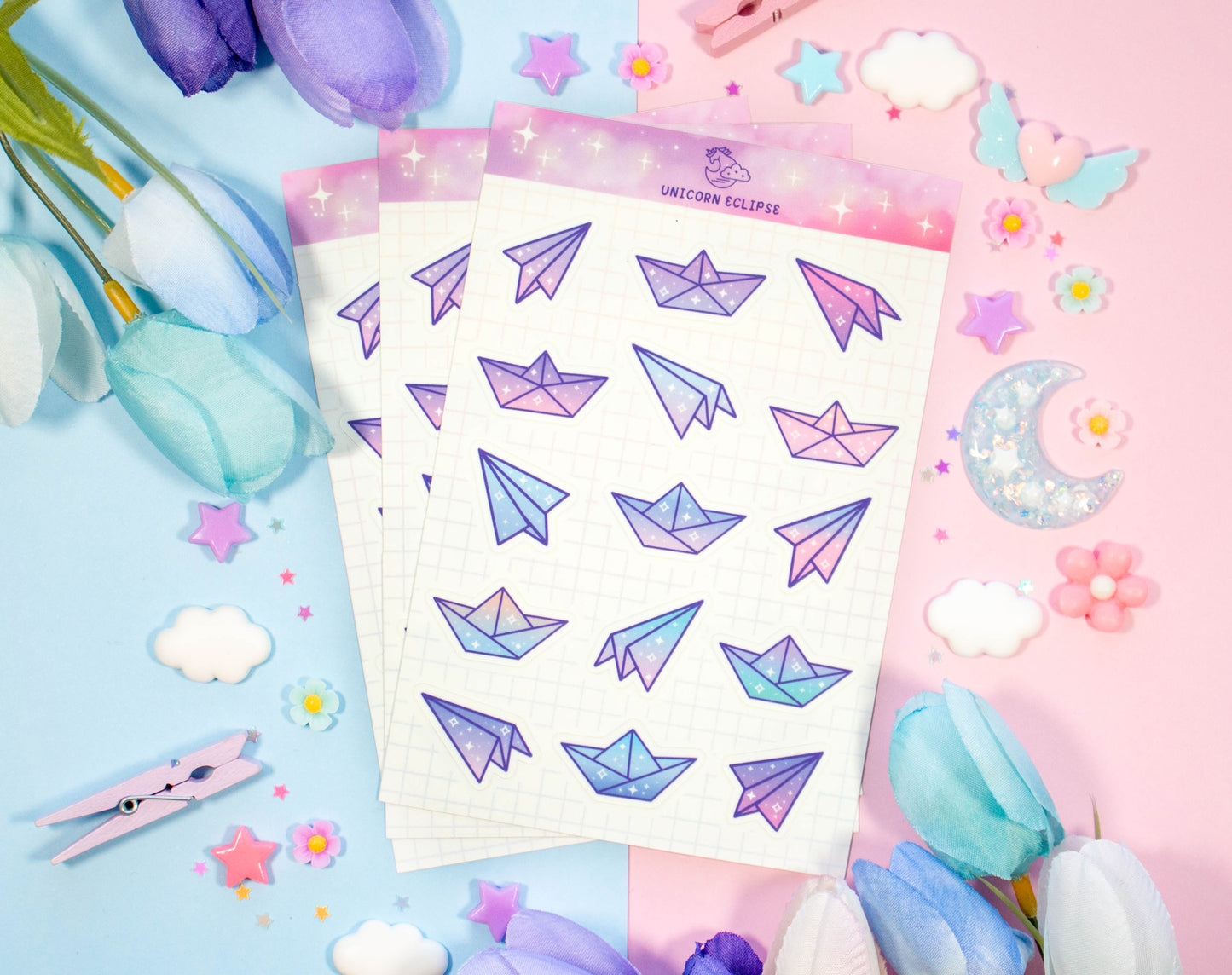 Paper Planes and Boats Stickers Sheet