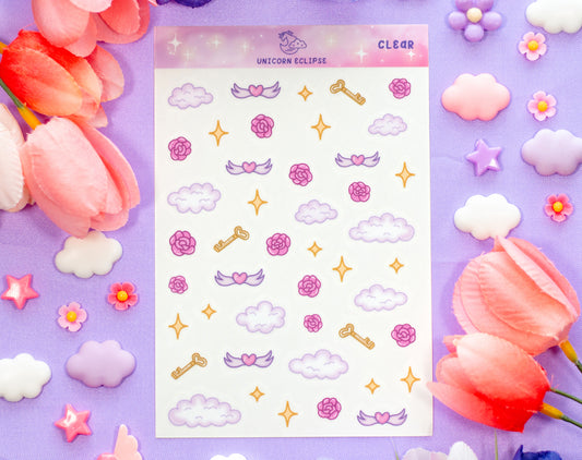 Pastel Academia Clear Deco Sticker Sheet