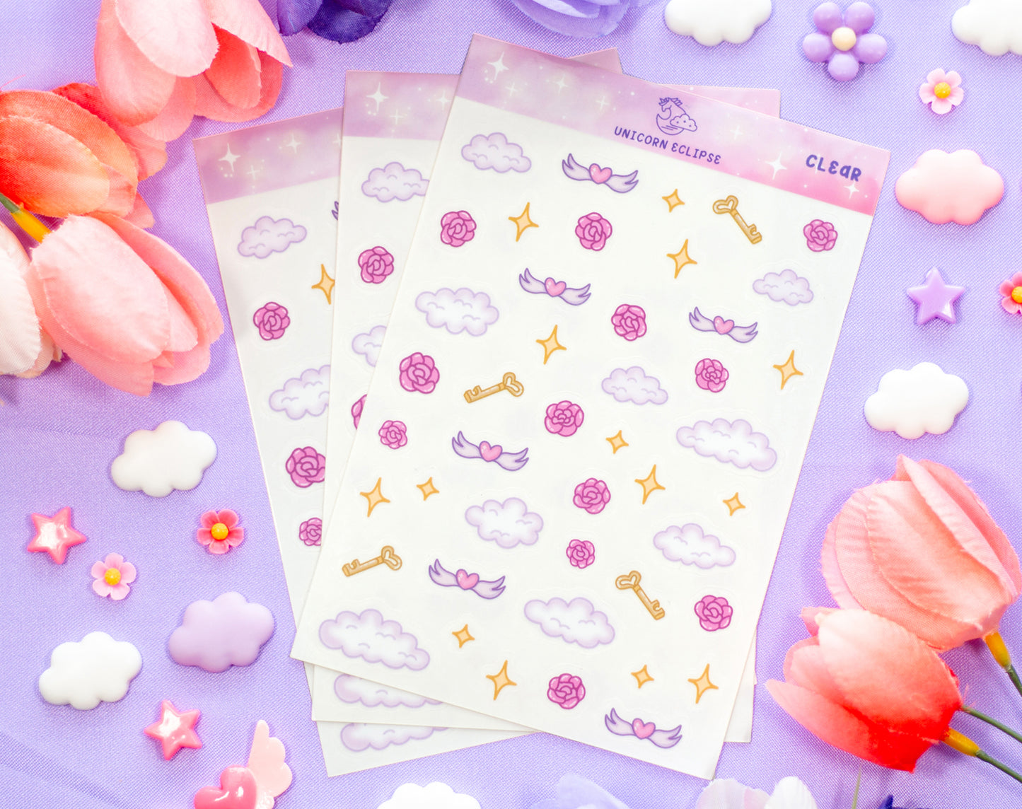 Pastel Academia Clear Deco Sticker Sheet