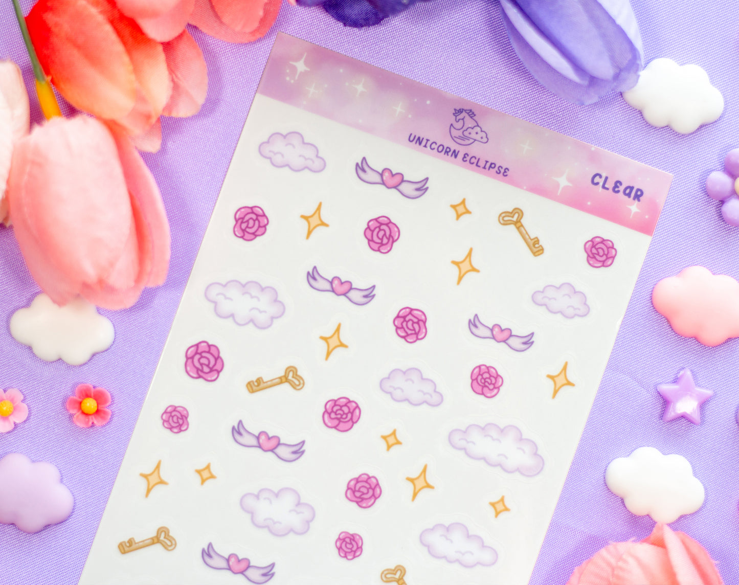 Pastel Academia Clear Deco Sticker Sheet