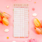 Peaches Reading Log Bookmark
