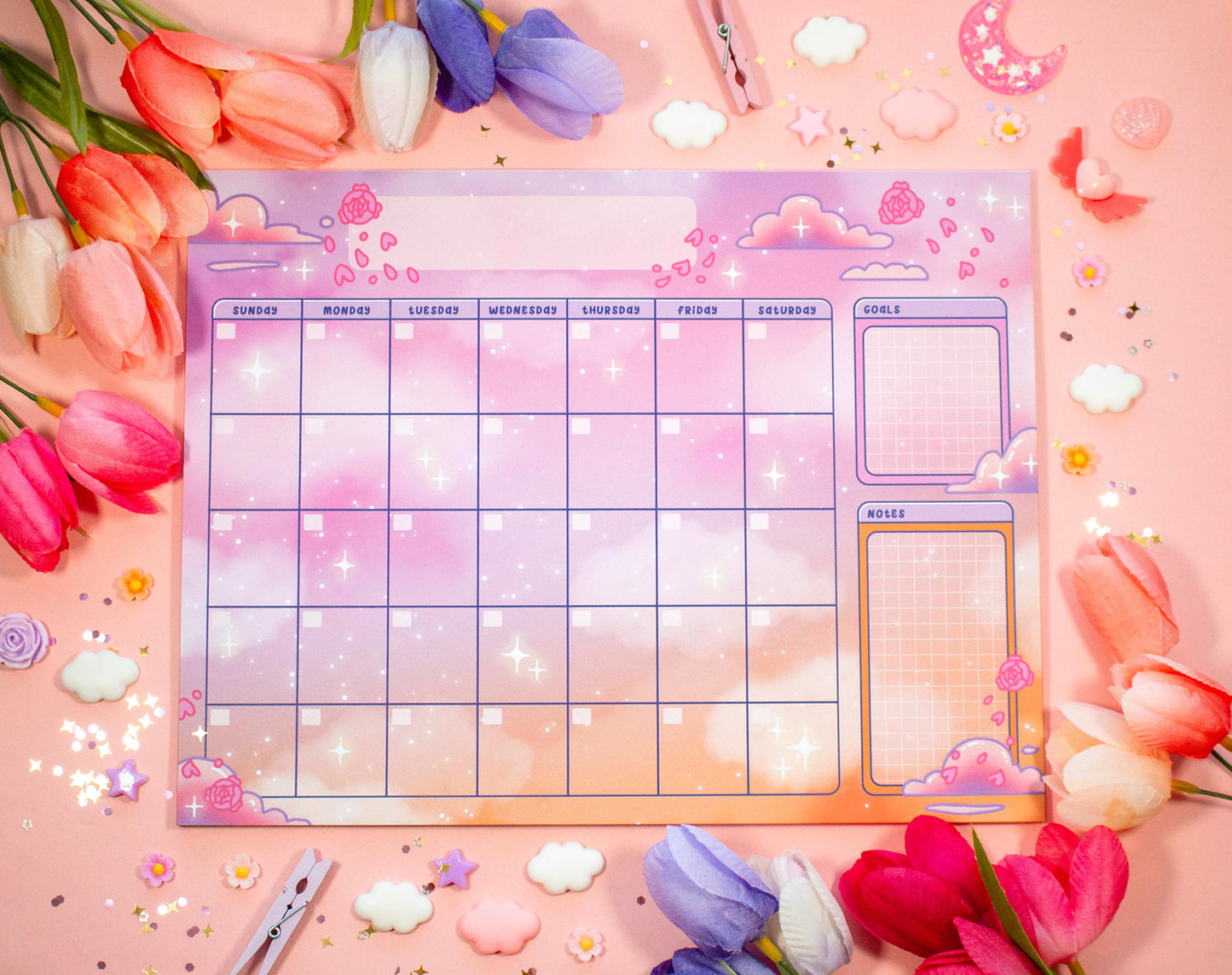 Rose Sky Monthly Planner Pad