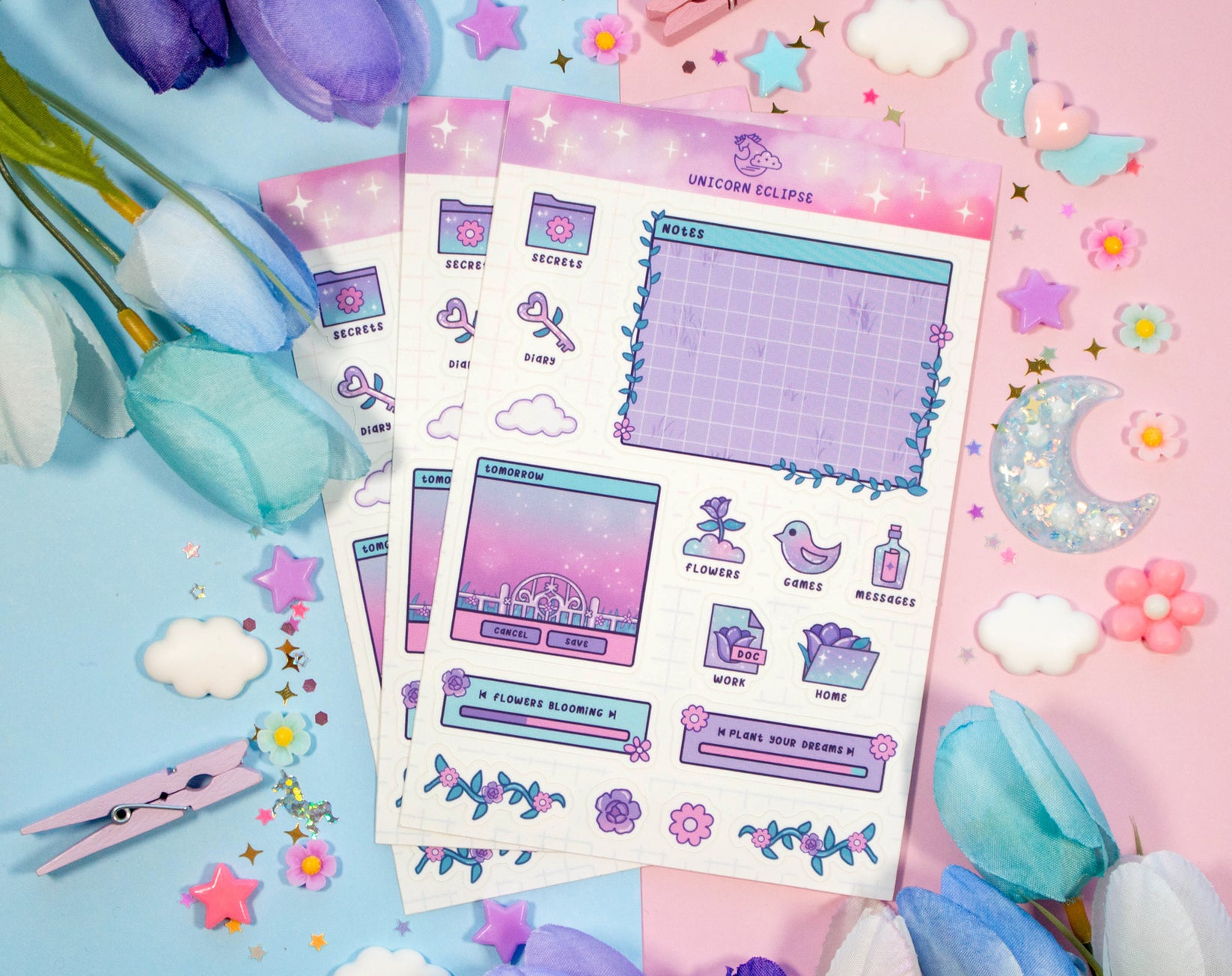 Secret Garden Sticker Sheet – Unicorn Eclipse