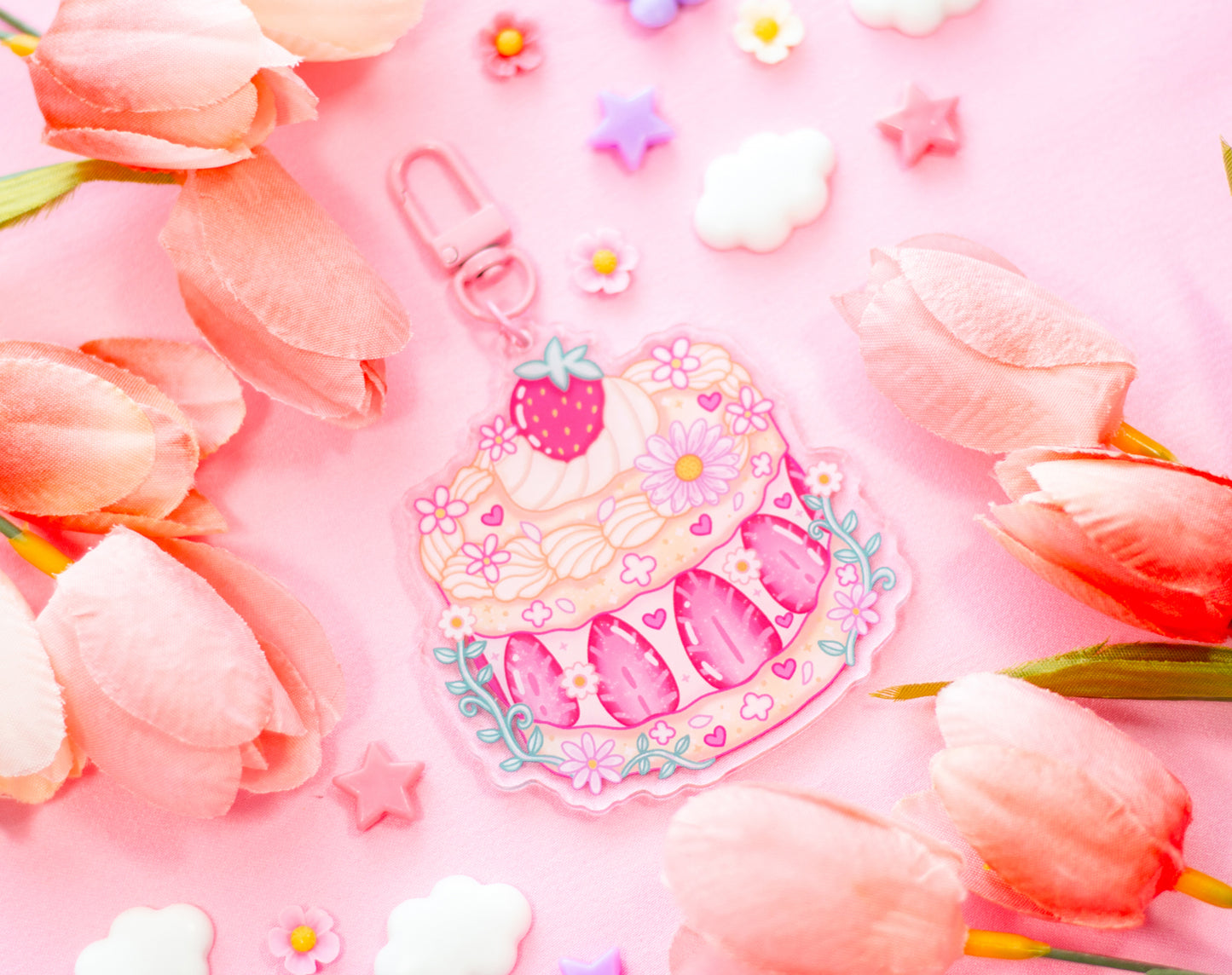 Strawberry Cake Keychain