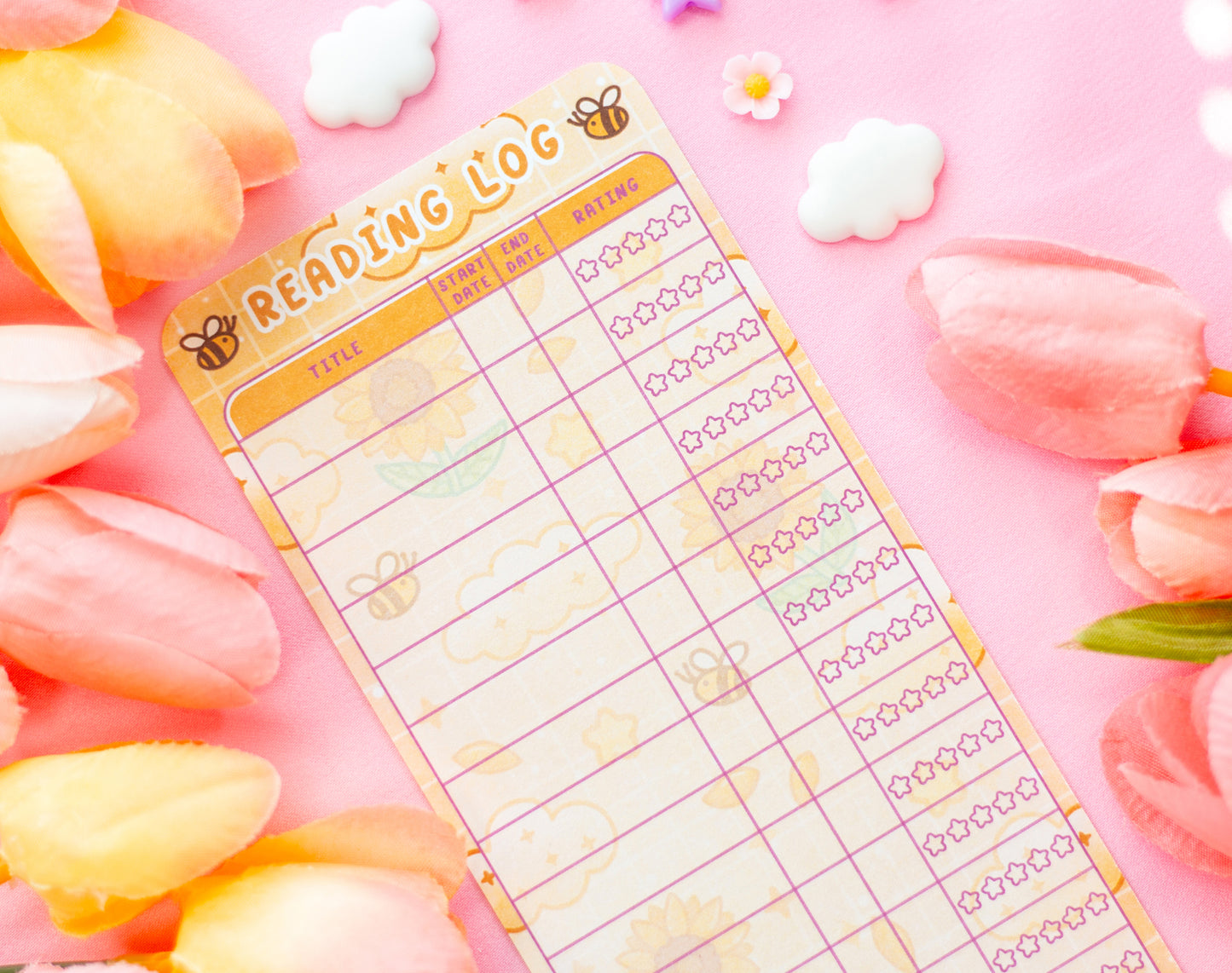 Sunflower Dreams Reading Log Bookmark