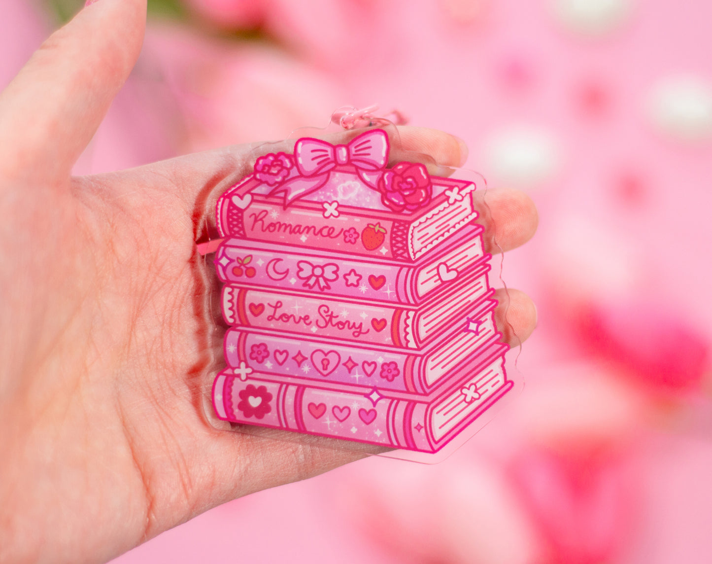 Romance Stacked Books Keychain