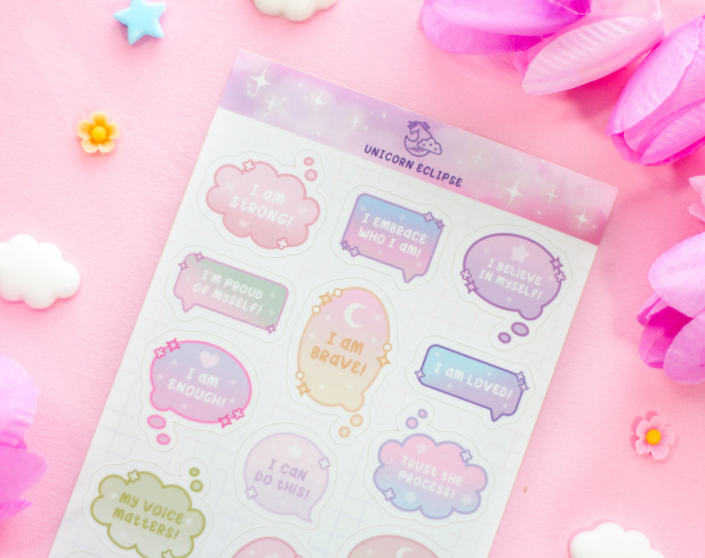 Affirmations Speech Bubbles Sticker Sheet