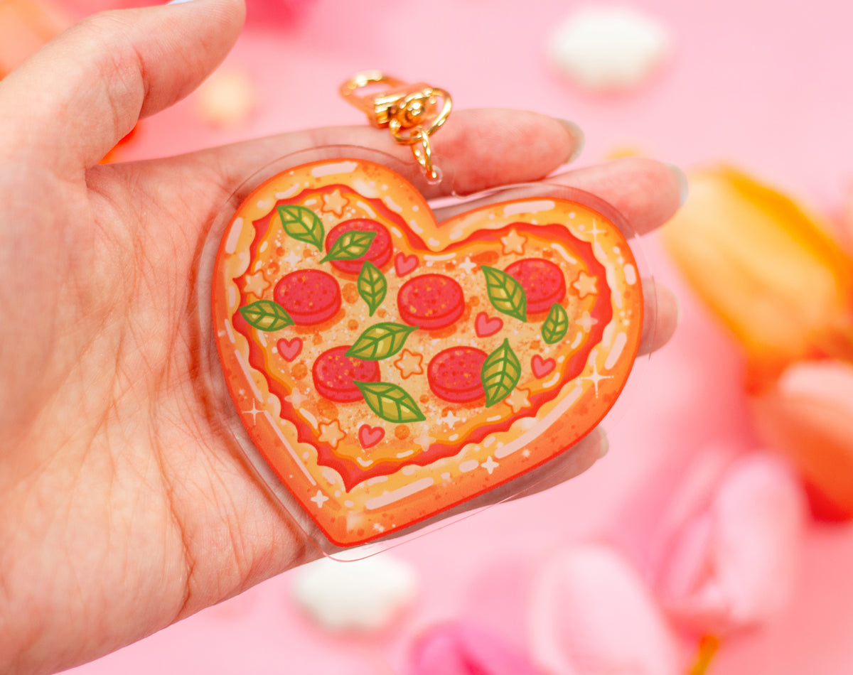 Heart Pizza Keychain