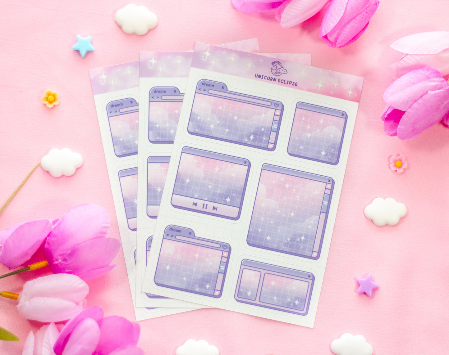 Purple Web Browser Boxes Sticker Sheet