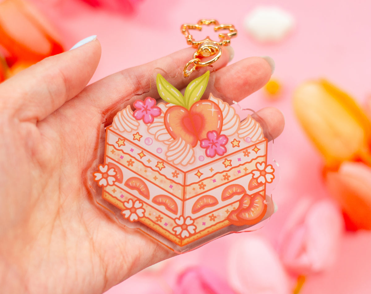 Peach Cake Keychain