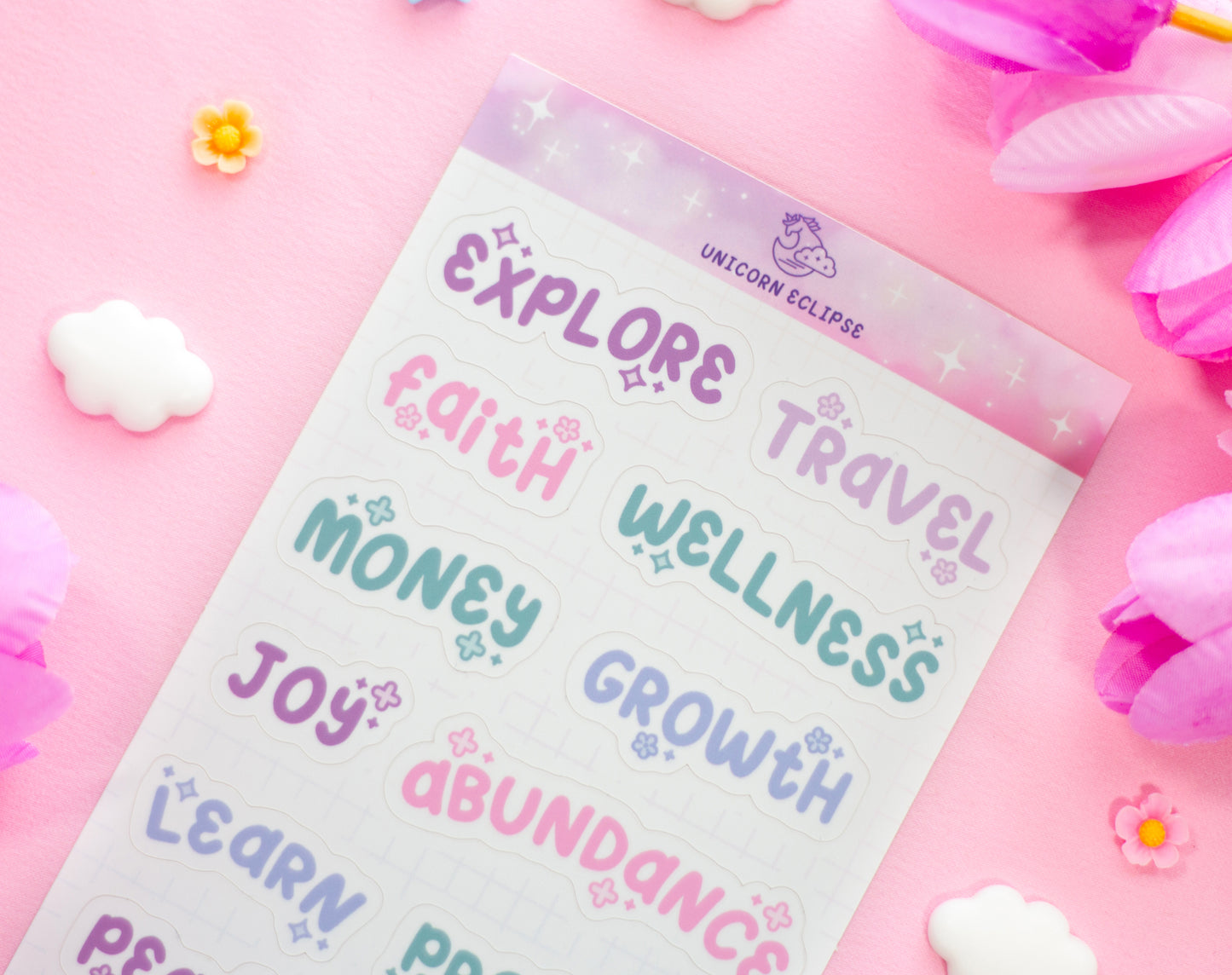 Goal Setting Words Sticker Sheet