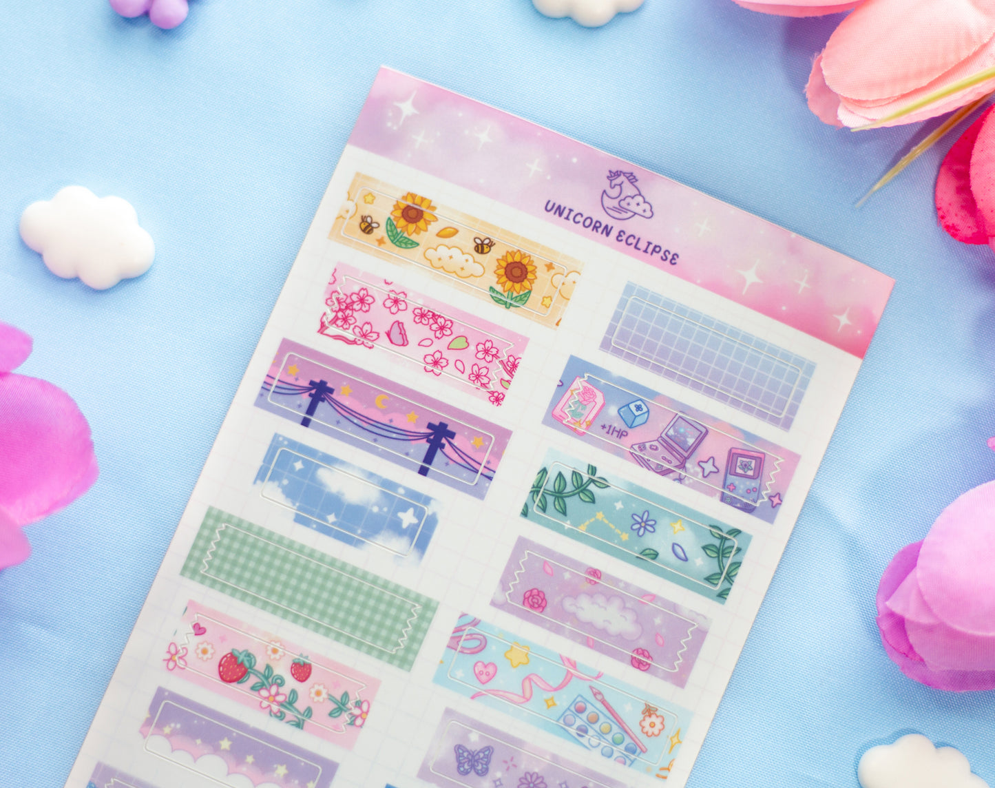Washi Tape Strips Sticker Sheet