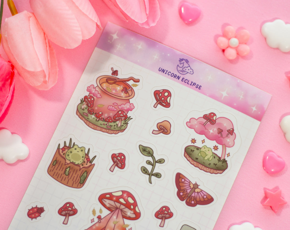 Mushroom Cottagecore Sticker Sheet – Unicorn Eclipse