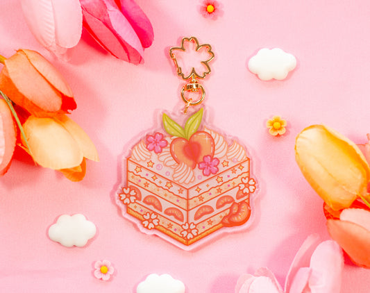 Peach Cake Keychain